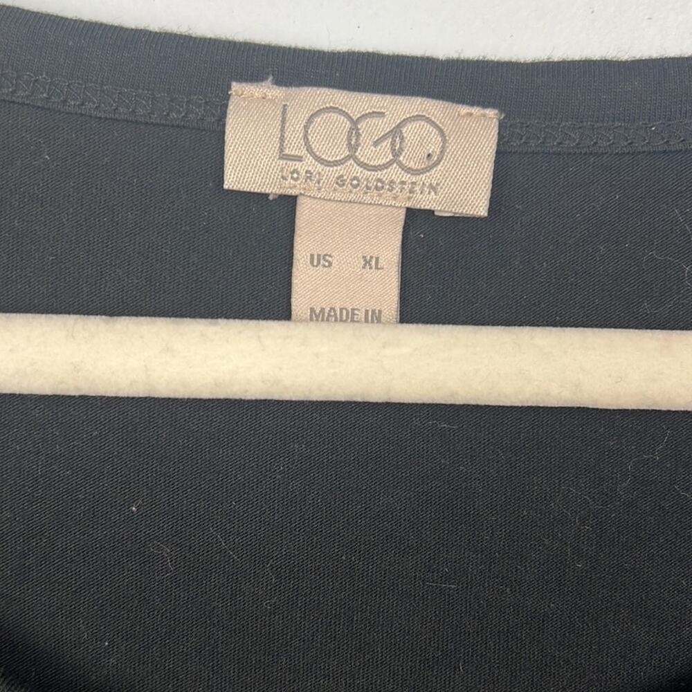 LOGO Lori Goldstein Ella XL long sleeve black asymmetrical tunic top - Picture 2 of 7
